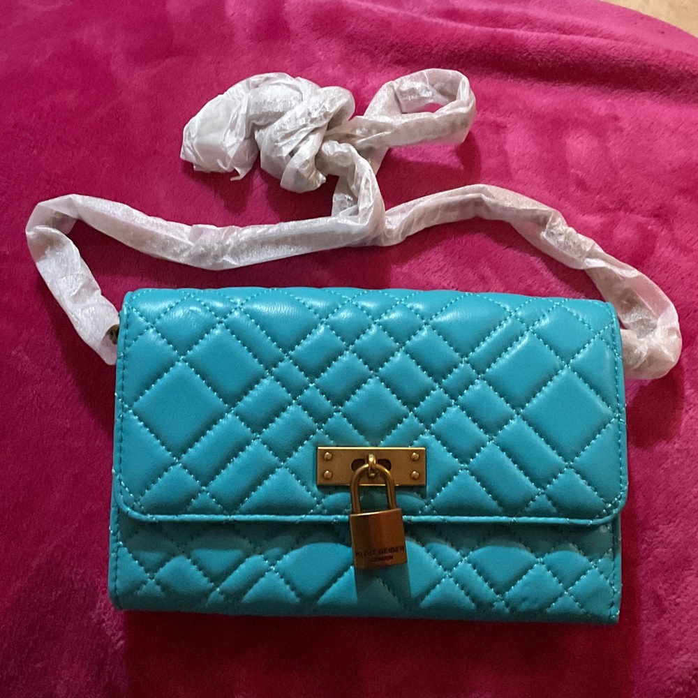Elegant Turquoise Quilted Clutch